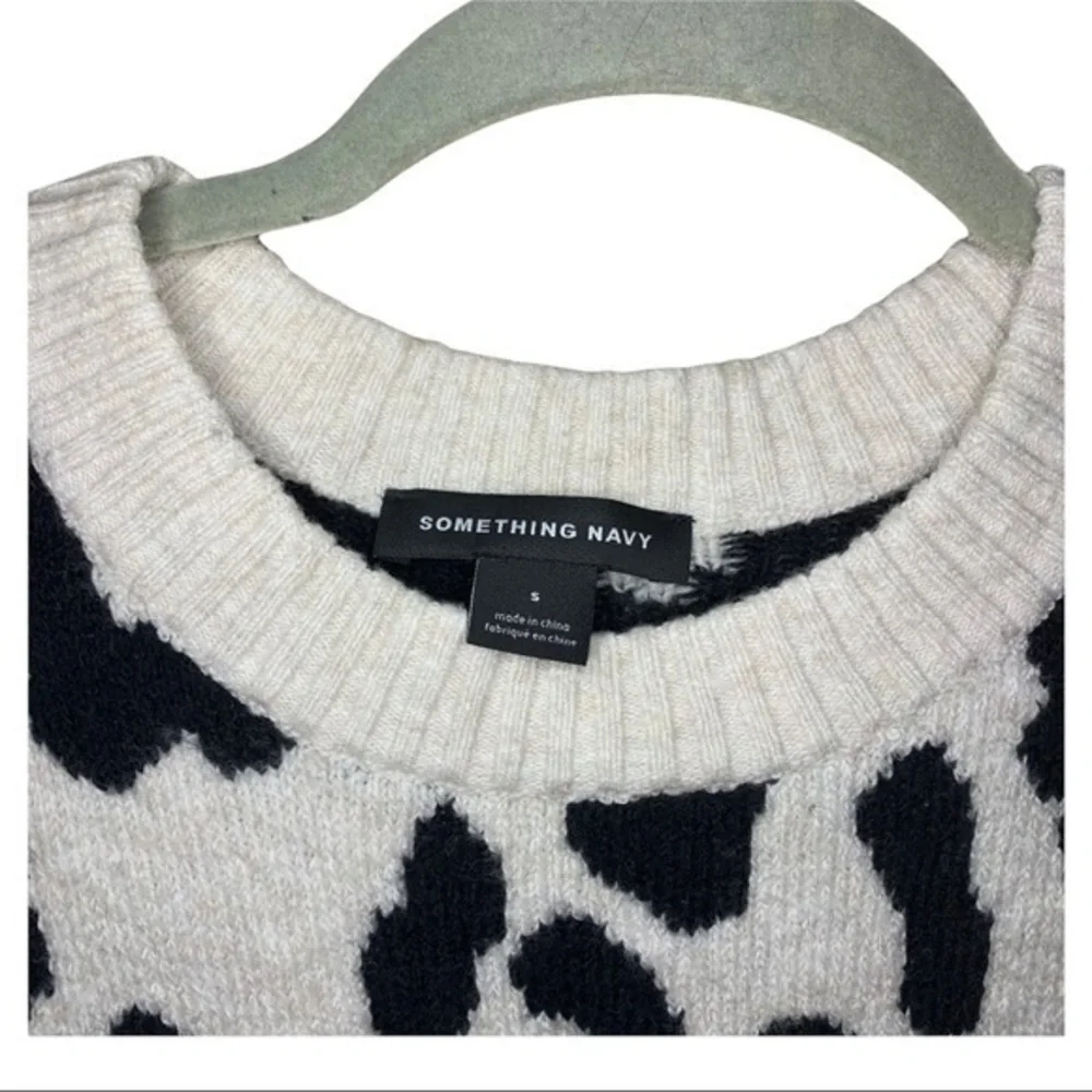 Something Navy Leopard Knitted Sweater Size Small